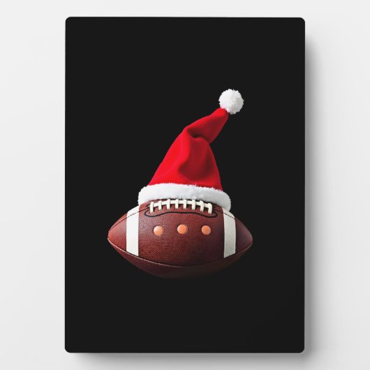 Christmas American Football Ball Santa Hat (3) フォトプラーク (正面)