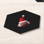 Christmas American Football Ball Santa Hat (3) ペーパーコースター (アングル)