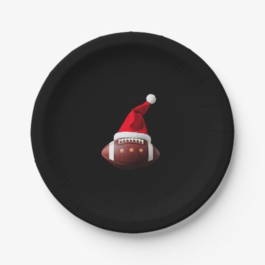 Christmas American Football Ball Santa Hat (3) ペーパープレート (正面)