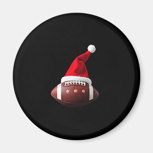 Christmas American Football Ball Santa Hat (3) マグネット (正面)