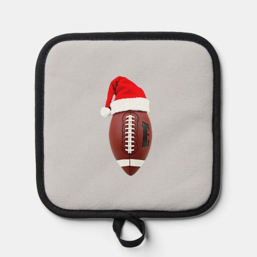 Christmas American Football Ball Santa Hat (3) 鍋敷き (正面)