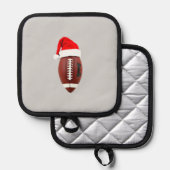 Christmas American Football Ball Santa Hat (3) 鍋敷き (正面/裏面)