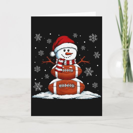 Christmas American Football Game Day Santa Snowman カード (正面)