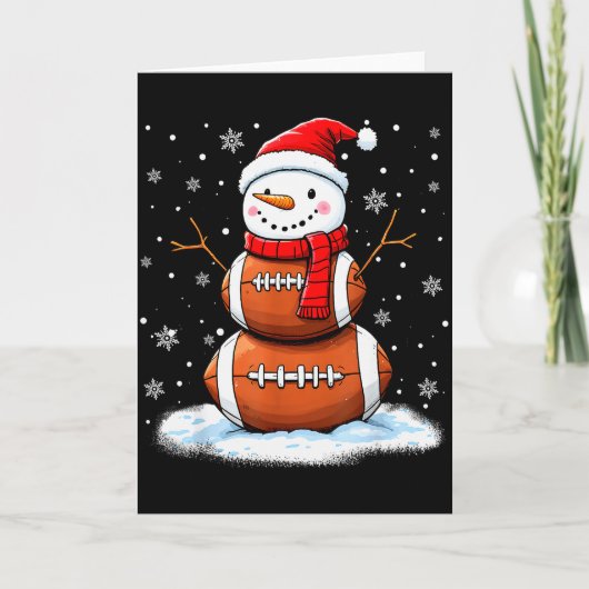 Christmas American Football Snowman Xmas Srt Men B カード (正面)