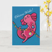 Christmas Amphibian Cute Axolotl with Ornaments カード (黄色い花)