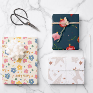 Christmas And Baby Shower Wrapping Paper  ラッピングペーパーシート