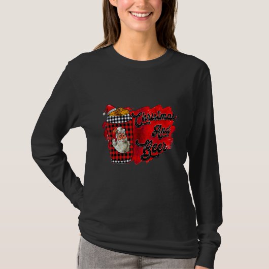 Christmas And Beer Santa Hat Tシャツ (正面)