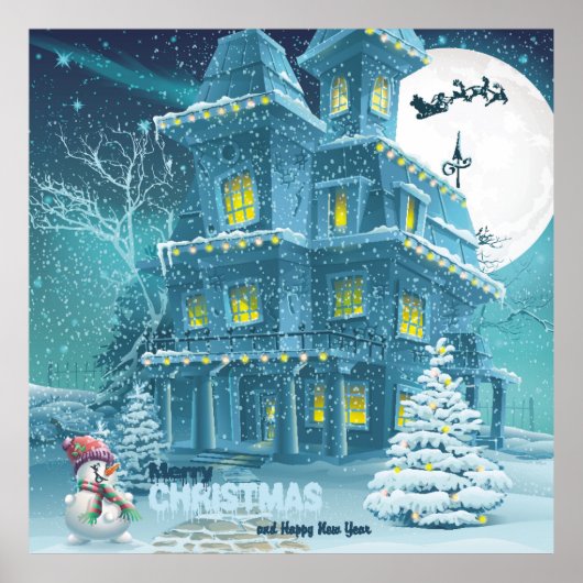 Christmas and New Year greeting card with the imag ポスター (正面)