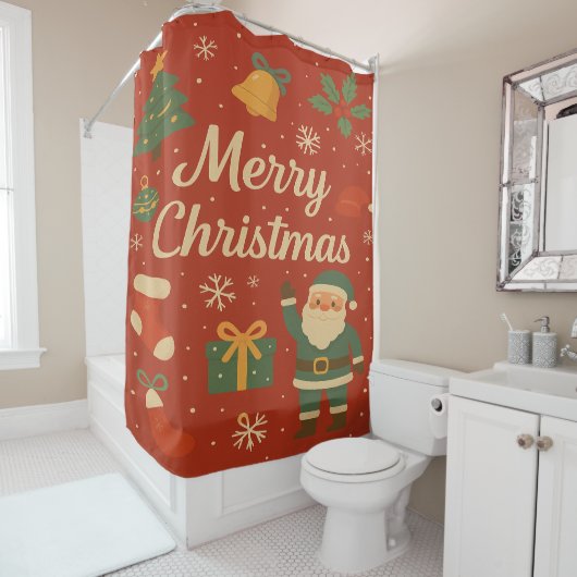 Christmas and Santa Claus Shower Curtain シャワーカーテン (インサイチュ)