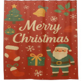 Christmas and Santa Claus Shower Curtain シャワーカーテン (正面)