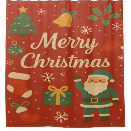 Christmas and Santa Claus Shower Curtain シャワーカーテン