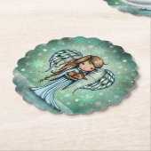 Christmas Angelお洒落 holding Fawn Art ペーパーコースター (アングル)