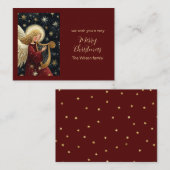 Christmas Angel Harp Starry Night Holiday Card ノートカード (正面/裏面)
