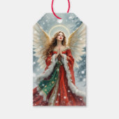 Christmas Angel In Red & Green Velvet Custom ギフトタグ (正面)