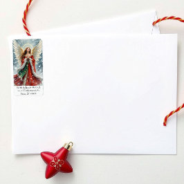 Christmas Angel in Snow Custom Return Address ラベル