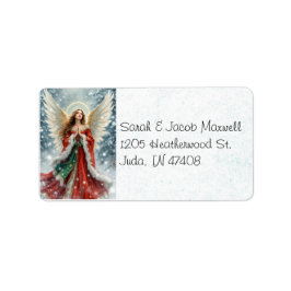 Christmas Angel in Snow Custom Return Address ラベル