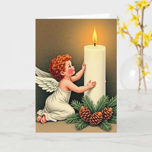 Christmas Angel Light Card カード (黄色い花)