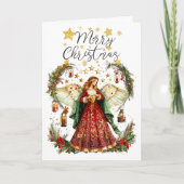 Christmas Angel & Merry Christmas Greeting Card カード (正面)