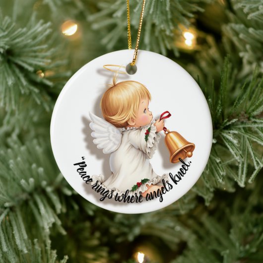 Christmas Angel Ornament with a Bell セラミックオーナメント (ツリー)