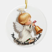 Christmas Angel Ornament with a Bell セラミックオーナメント (正面)
