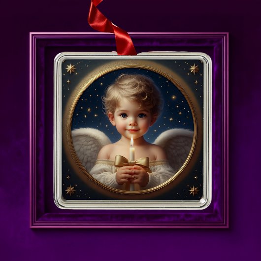 Christmas Angel Ornament with Candle メタルオーナメント