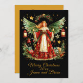 Christmas Angel personalized Holiday flat card シーズンカード (正面/裏面)