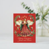 Christmas Angel personalized Holiday Postcard シーズンポストカード (スタンド正面)