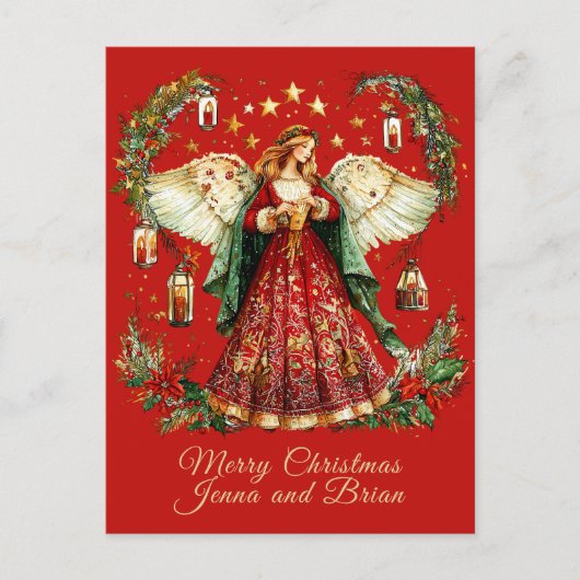 Christmas Angel personalized Holiday Postcard シーズンポストカード (正面)