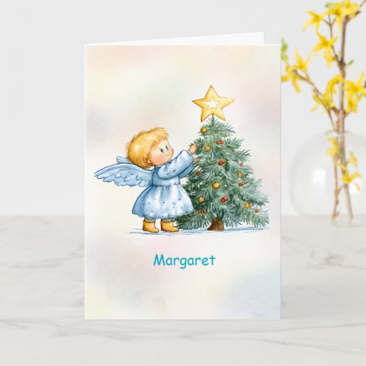 Christmas Angel Sweet and Heartfelt Personalize カード (黄色い花)