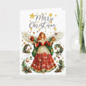 Christmas Angel & Winter berries. Merry Christmas  カード (正面)