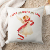 Christmas Angel with Family Name クッション (ブランケット)