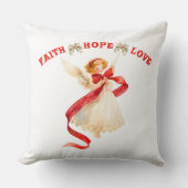 Christmas Angel with Family Name クッション (正面)