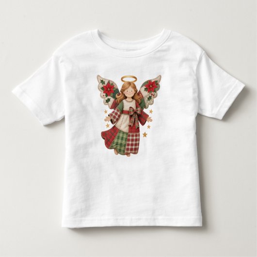 Christmas Angel with Golden Stars トドラーTシャツ (正面)
