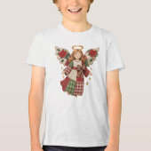Christmas Angel with Golden Stars トライブレンドTシャツ (正面)