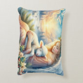 Christmas Angel with Lamb in Winter Peace アクセントクッション (裏面(縦))