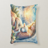 Christmas Angel with Lamb in Winter Peace アクセントクッション (正面(垂直))