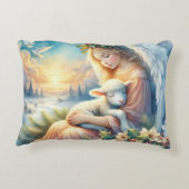 Christmas Angel with Lamb in Winter Peace アクセントクッション (裏面)