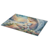 Christmas Angel with Lamb in Winter Peace カッティングボード (角)