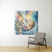 Christmas Angel with Lamb in Winter Peace タペストリー (インサイチュ(横))