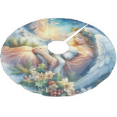 Christmas Angel with Lamb in Winter Peace ブラッシュドポリエステルツリースカート (アングル)