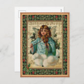 Christmas Angel with Violin シーズンポストカード (正面/裏面)