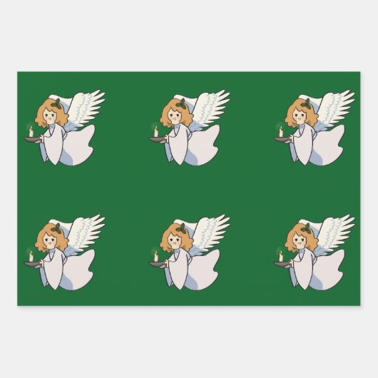 Christmas Angel Wrapping Paper Flat Sheet Set of 3 ラッピングペーパーシート (正面2)