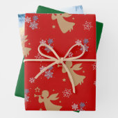 Christmas Angel Wrapping Paper Flat Sheet Set of 3 ラッピングペーパーシート (インサイチュ)