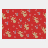 Christmas Angel Wrapping Paper Flat Sheet Set of 3 ラッピングペーパーシート (正面)