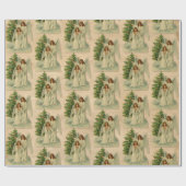 Christmas Angels Antique Victorian Parchment Tree ラッピングペーパー (フラット)
