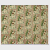 Christmas Angels Antique Victorian Parchment Tree ラッピングペーパー (フラット)
