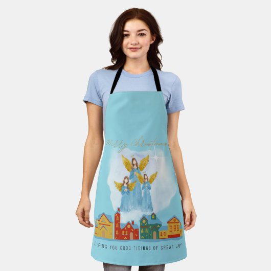 Christmas Angels Bring Joy and Tidings Home Decor! エプロン (着用した状態)