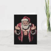 Christmas Angry Santa Middle Finger Sarcastic Xmas カード (正面)
