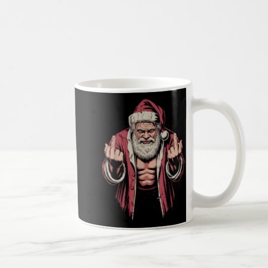 Christmas Angry Santa Middle Finger Sarcastic Xmas コーヒーマグカップ (右)