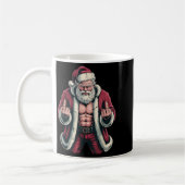 Christmas Angry Santa Middle Finger Sarcastic Xmas コーヒーマグカップ (左)